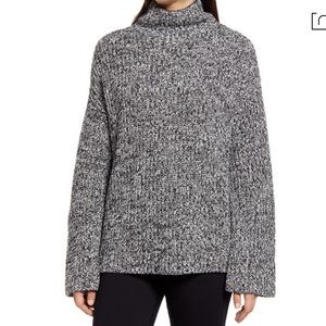Caslon shaker cozy marled grey pullover mock neck sweater